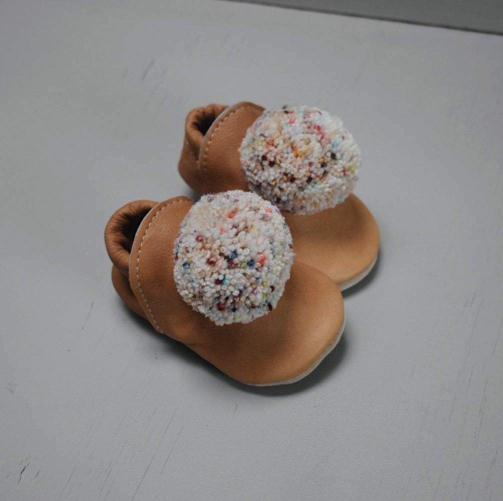 Leather Pompom Shoes