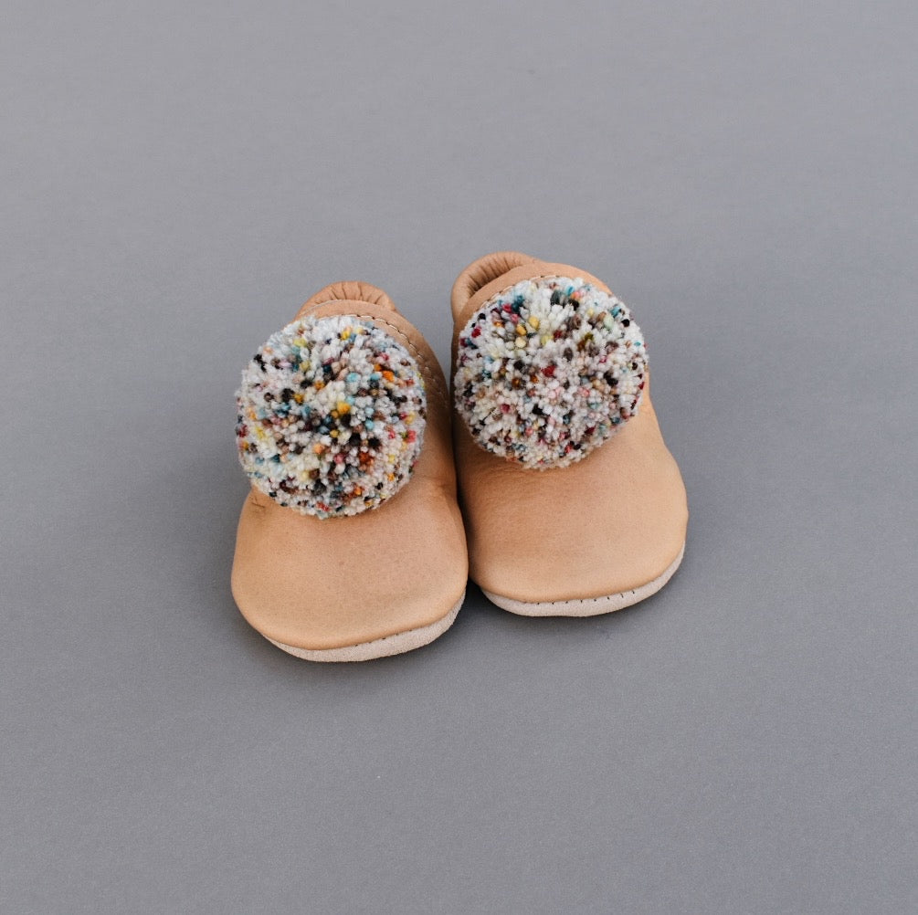Leather Pompom Shoes