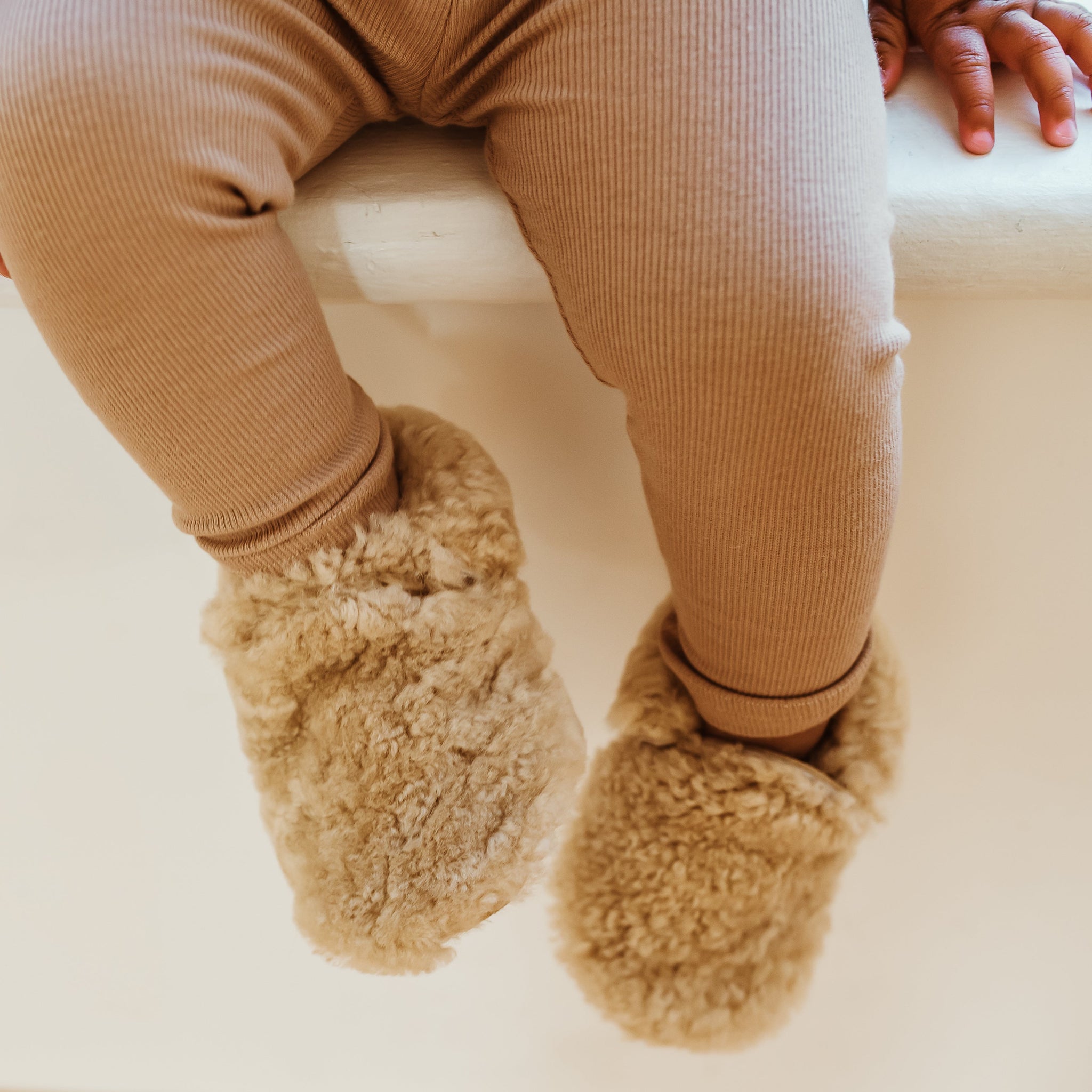 SIZE 3/4 (5") Fuzzy Loafers - brown