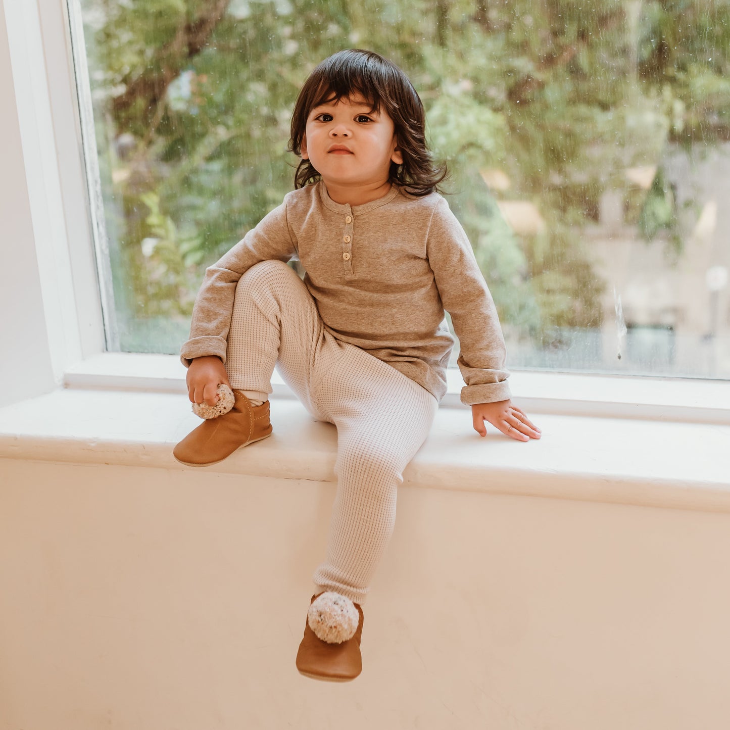 Leather Pompom Shoes - pink