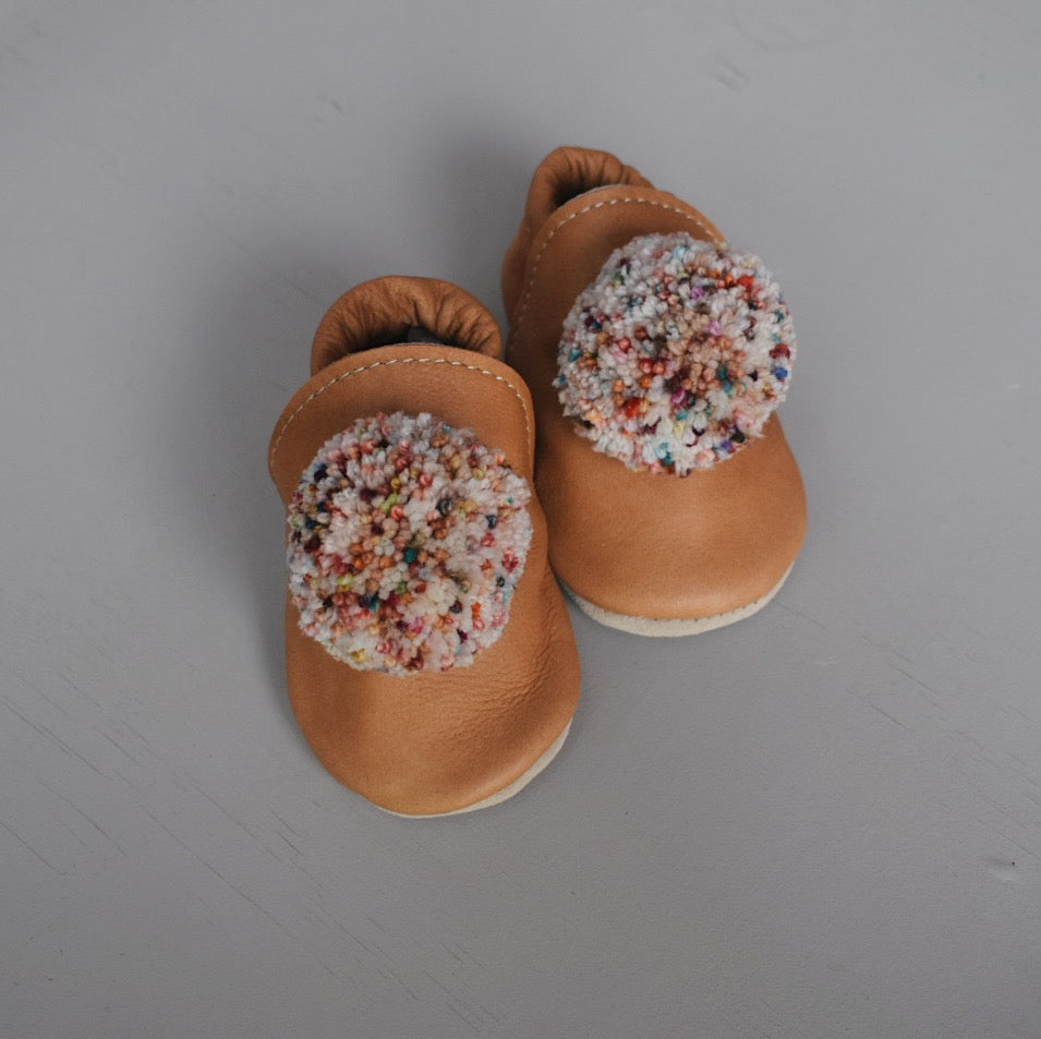 Leather Pompom Shoes