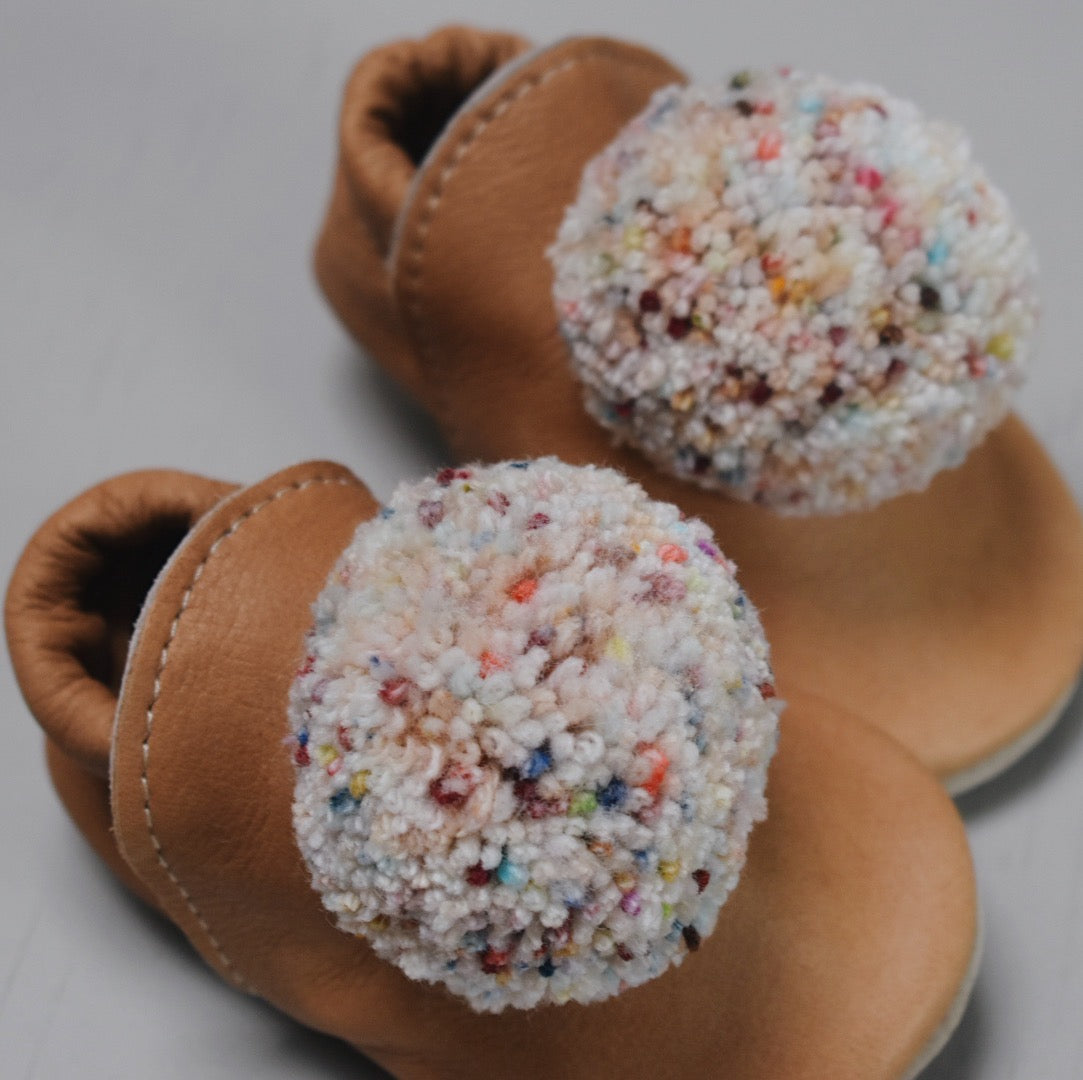 Leather Pompom Shoes