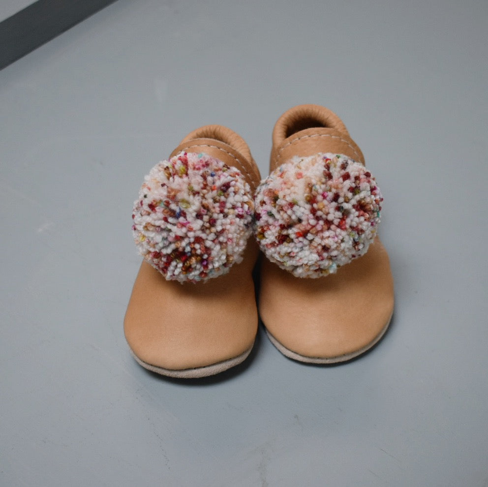 Leather Pompom Shoes