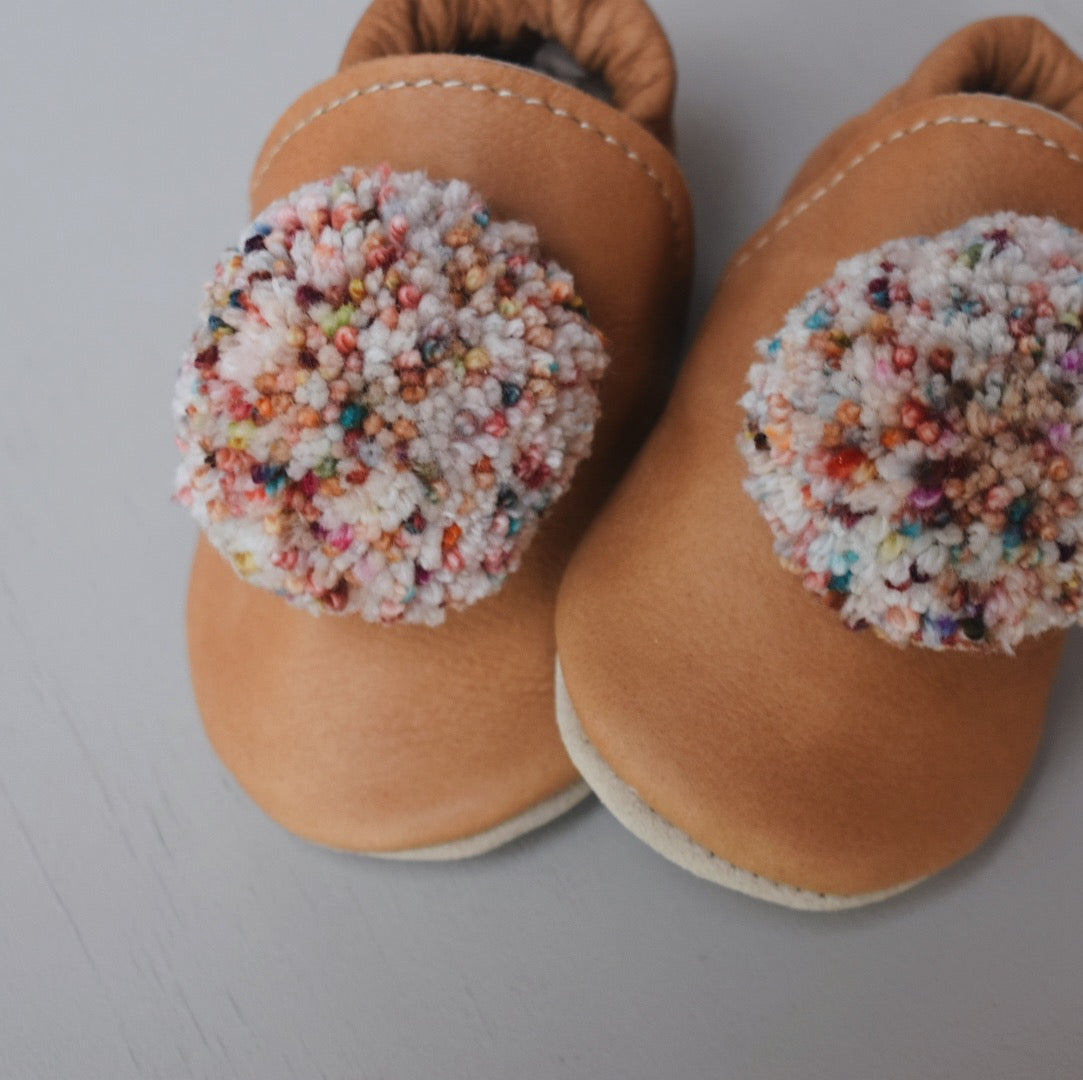 Leather Pompom Shoes