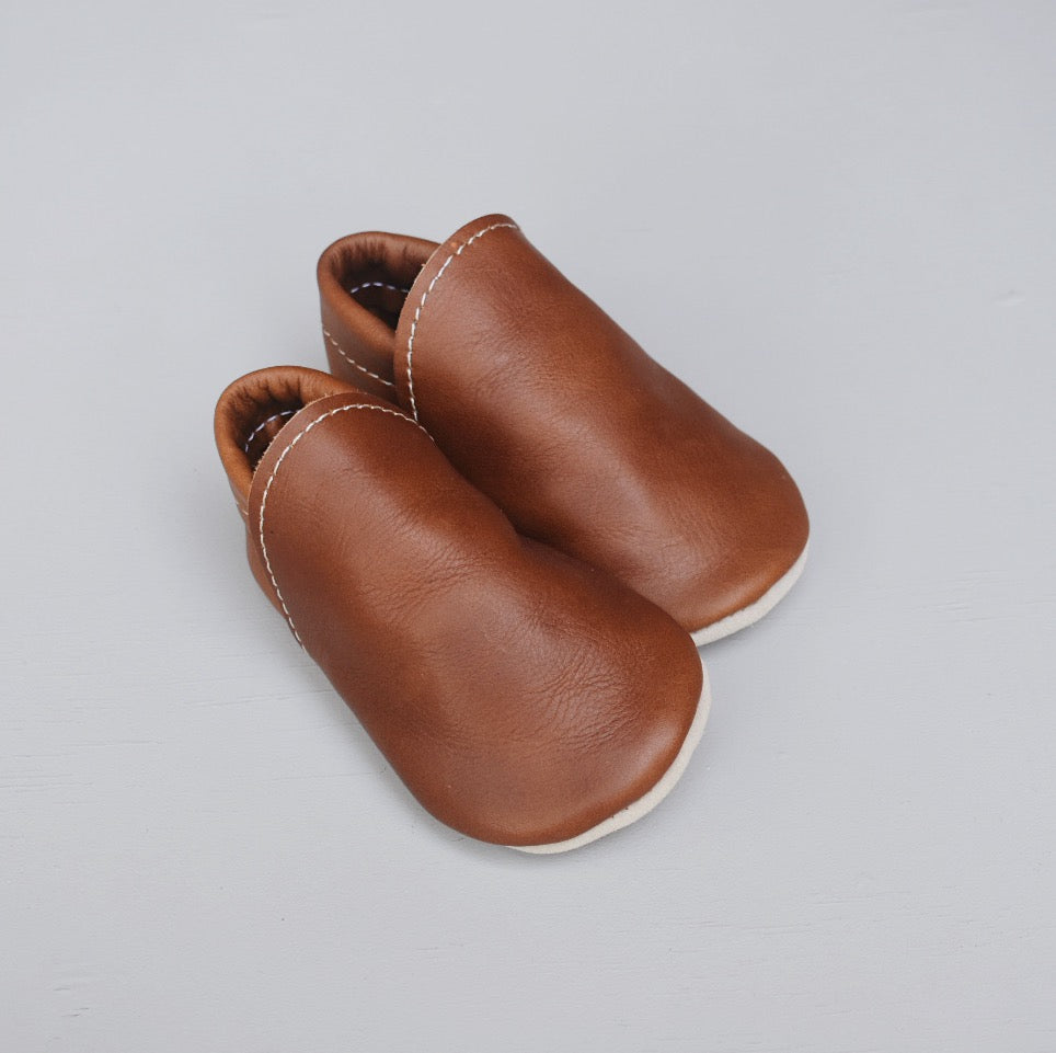leather loafers -chestnut
