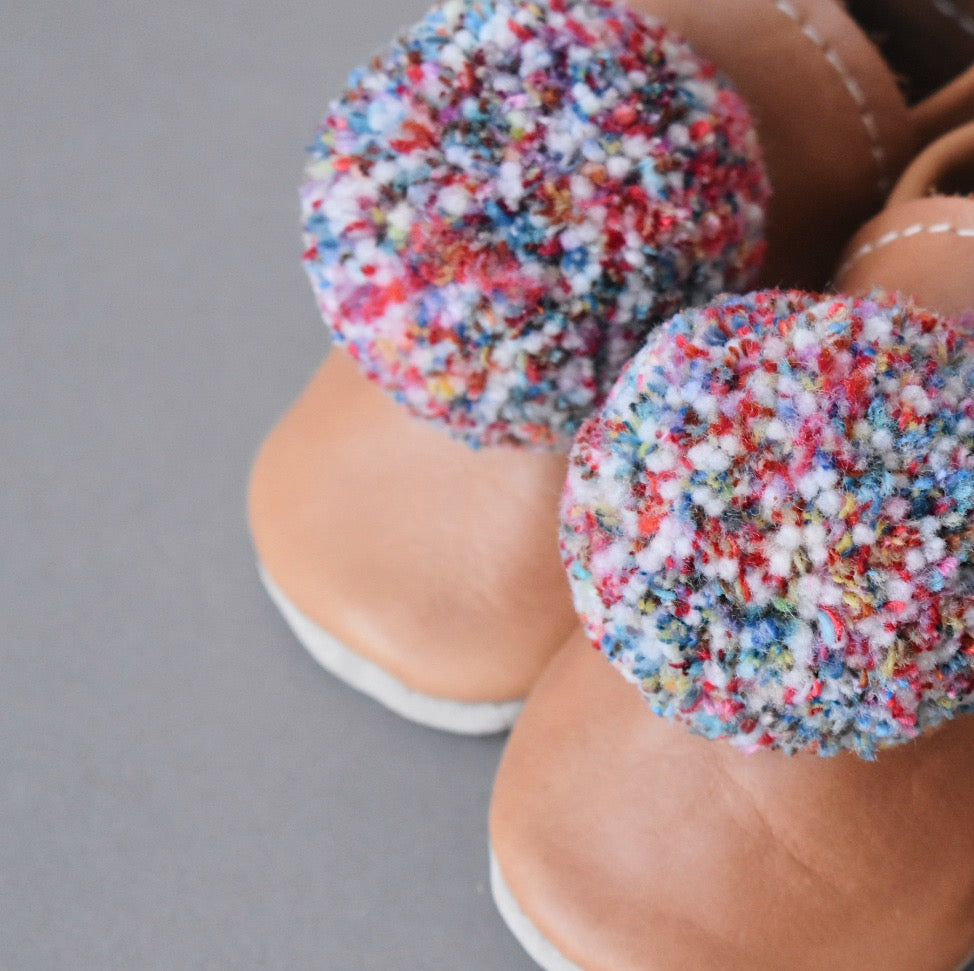 Leather Pompom Shoes