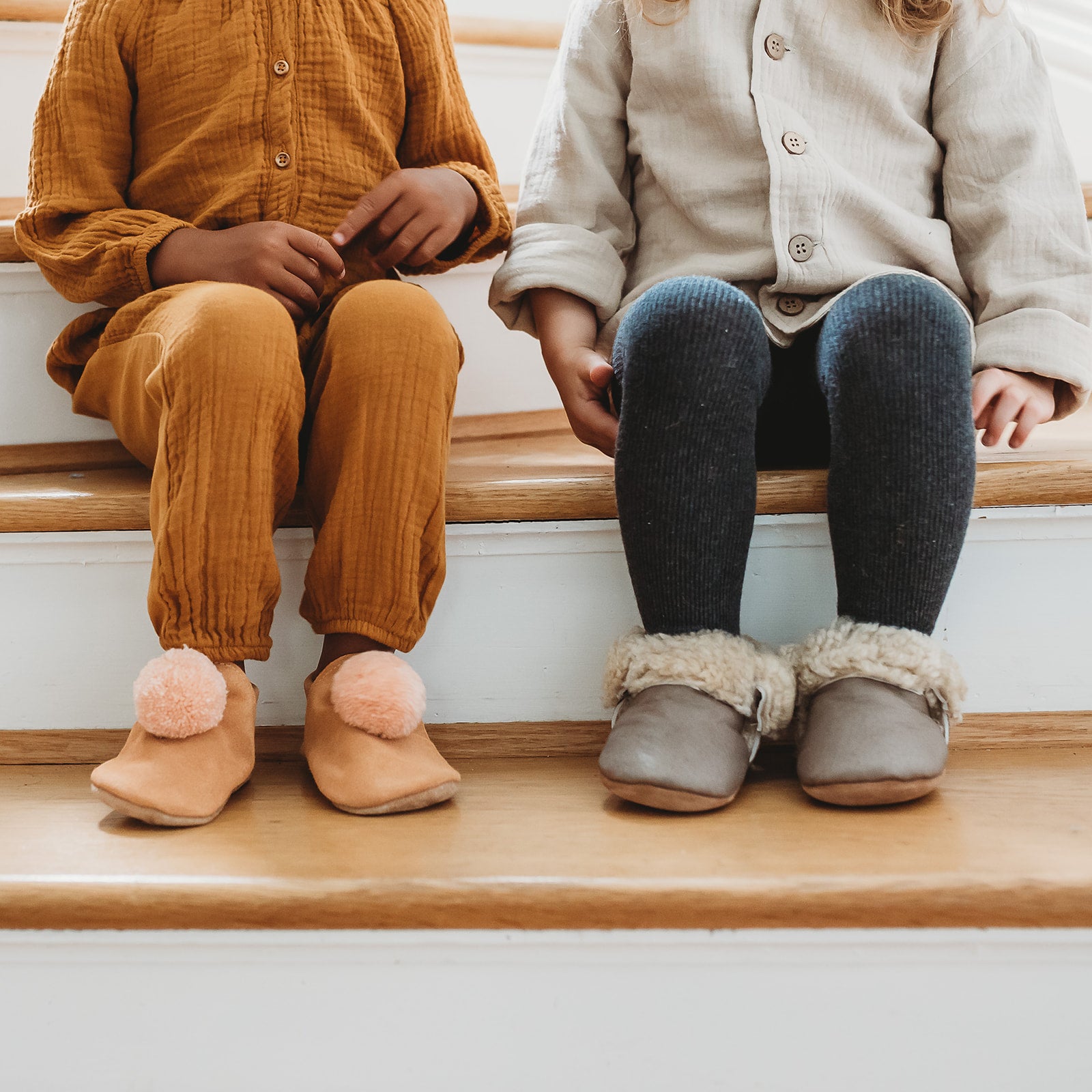 wool pompom shoes - cream